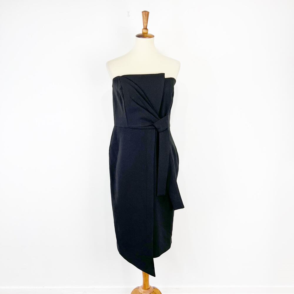 NWT City Chic Black Strapless Dress Women's Twist Front Faux Wrap Plus Size 16